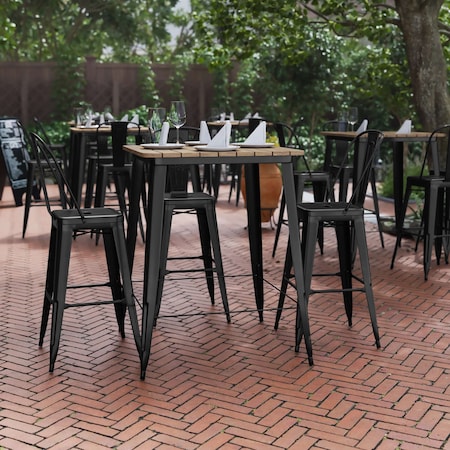Flash Furniture 31.5 SQ Bar Top Table Brown Poly Top/Black Frame JJ-T14619H-80-BRBK-GG
